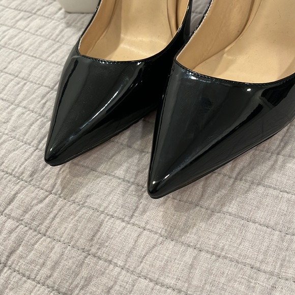 NWOT FSJ Black Patent Leather High Heels Office Pointed Toe Pumps Shoes Sz 8.5 - Picture 2 of 10